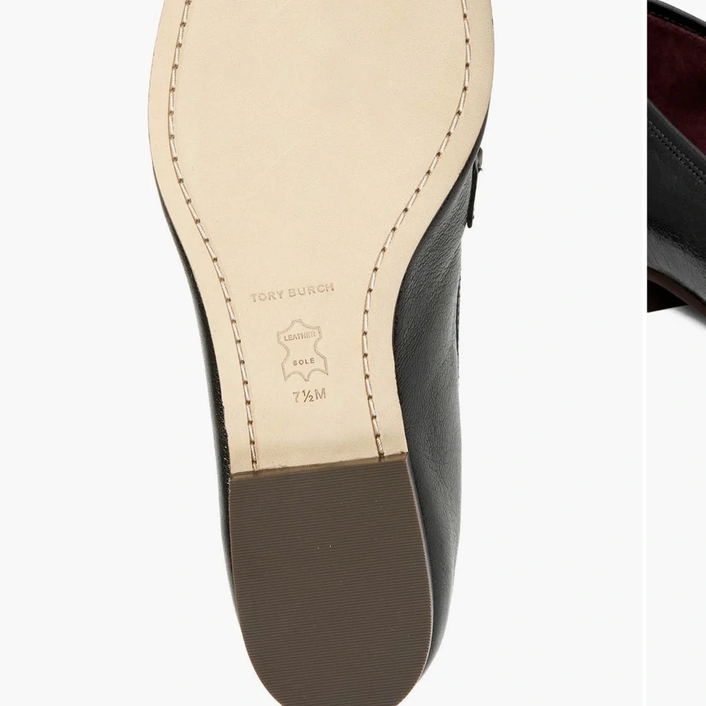 Tory Burch Black Leather Loafers with Gold and Brown Accents - Picture 6 of 15